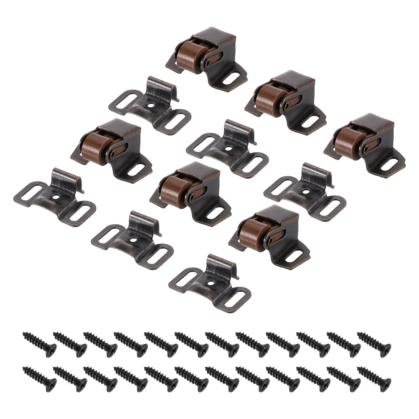 Uxcell 4-Pack Bronze Double Roller Cabinet Latch – Magnetic Closer Catch For Kitchen Cabinets, Closet Doors, Drawers, And Wooden Furniture, Easy Install With Screws Included