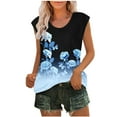 thumbnail image 2 of Tank Tops for Women Plus Size under $5 Cap Sleeve Round Neck Tank Top Prinded Casual Tees Loose Blouses Sky Blue XL, 2 of 5