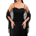 thumbnail image 2 of Jdlsppl Women's Pashmina Shawls and Wraps for Evening Dresses Boho Gypsy Head Scarf Fancy Elegant Lace Crochet Mesh Wedding Bridal Banquet Formal Pashmina Scarf with Fringe Black1 One Size, 2 of 2