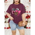 thumbnail image 4 of Anbech Plus Size Women Shirt Love Heart Crewneck Tshirt Short Sleeve Oversized Graphic Sweet Top, 4 of 7