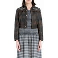 thumbnail image 2 of Max Studio London Womens Cropped Leather Jacket, Brown, Large, 2 of 5