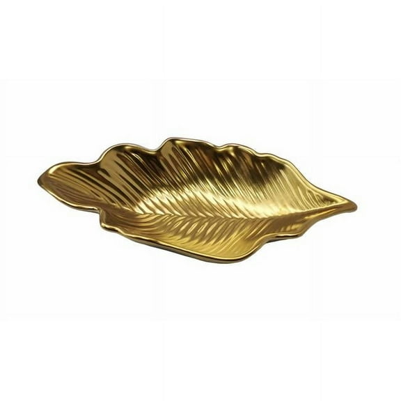 Jiallo Botanic Collection 8.5" Titanium Porcelain Deep Leaf Plate in Gold