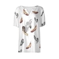 thumbnail image 4 of Camiseta para Mujer Camiseta Estampada Botón Manga Corta Diario Fin de Semana Moda Básica Cuello en V Top Regular Gris/2XL, 4 of 5