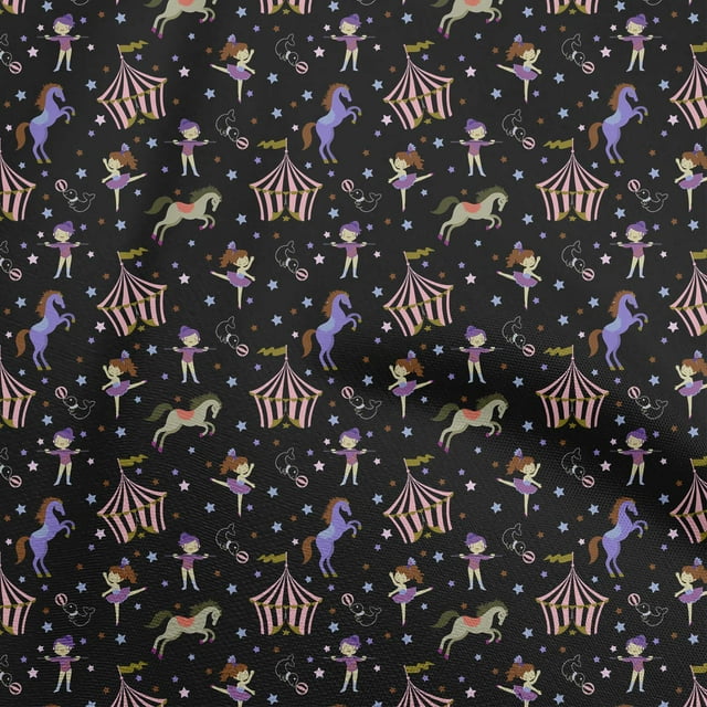 oneOone Tissu Polyester Spandex Noir Matériel de Robe de Cirque Tissu Imprimé Tissu au Mètre 56 Pouces de Large-Ae