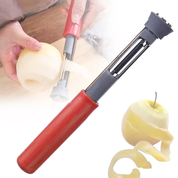2-in-1 Apple Core Removal Tool and Peeler, Stainless Steel Fruit Corer with Ergonomic Handle, Easy to Use and Clean, Portable Kitchen Gadget for Apples Pears and Fruits