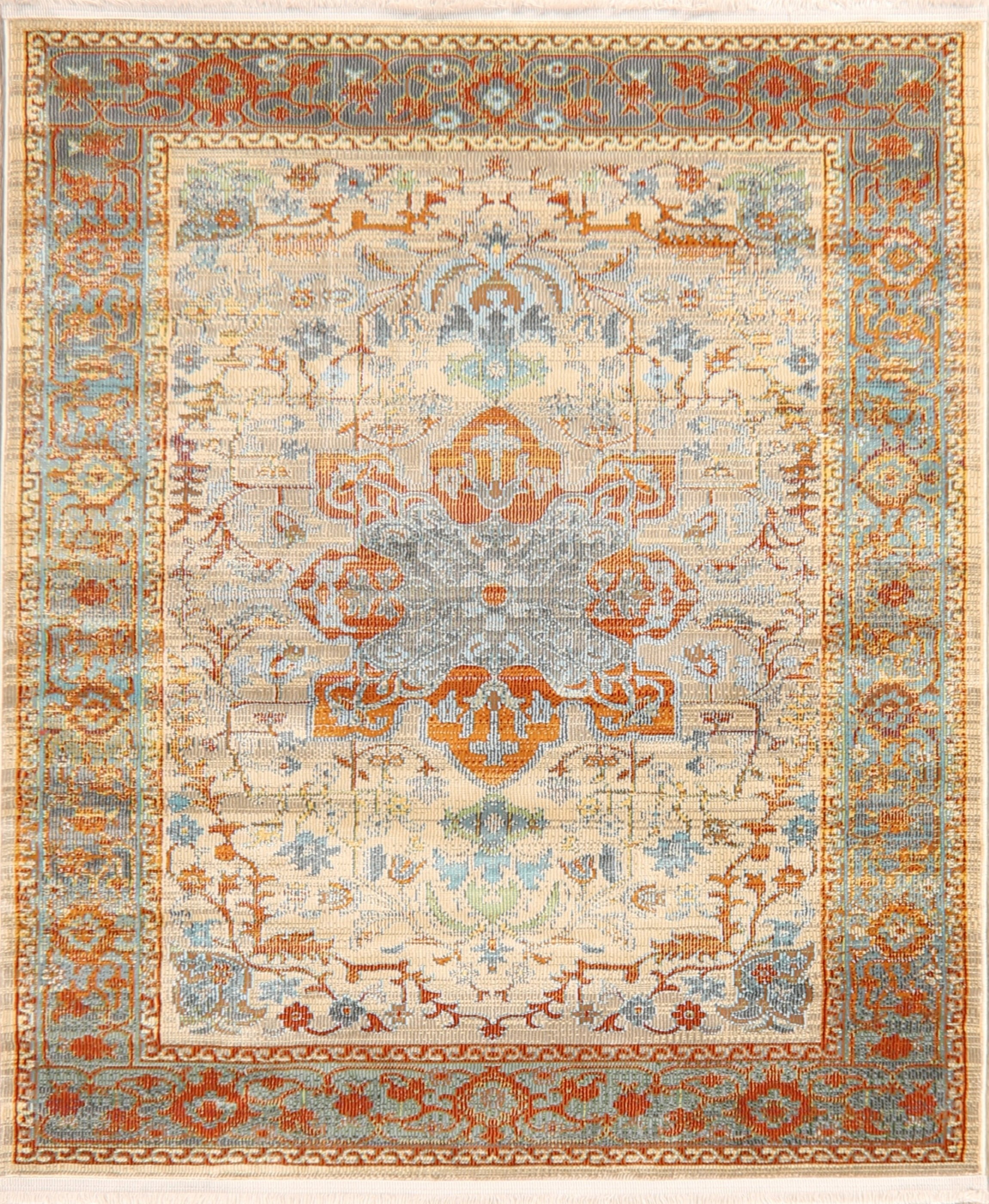 Vintage Style Traditional Geometric Distressed HeatSet Area Rug