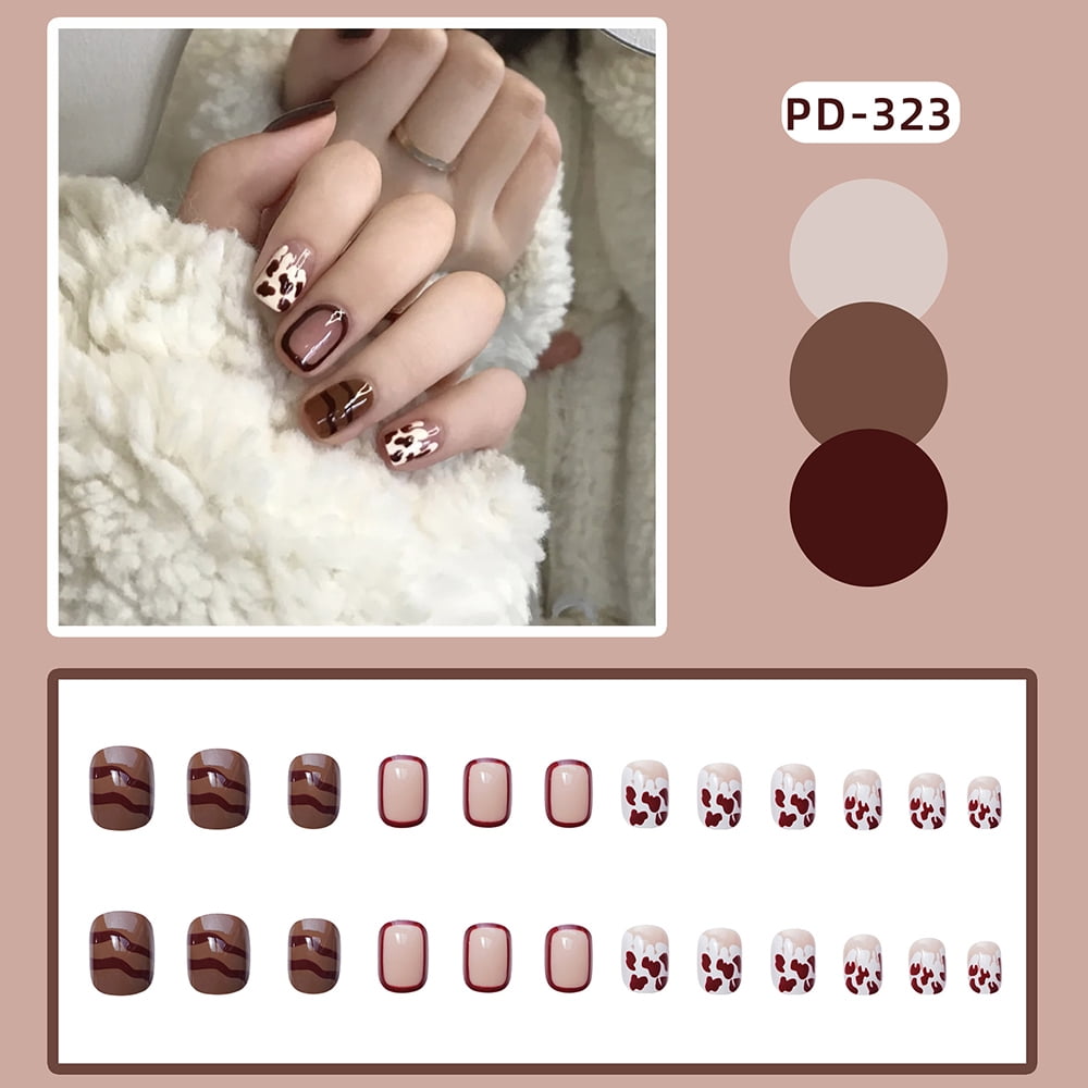24Pcs Red White False Nails Spot Pattern Wearable Fake Nail for Women and  Girls 