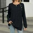 thumbnail image 2 of Kaemgyyd Womens Shirt Long Sleeve Button Tops Crew Neck Classic Knit Sweater Solid Color Side Slit Pullover Fall 2025, 2 of 7