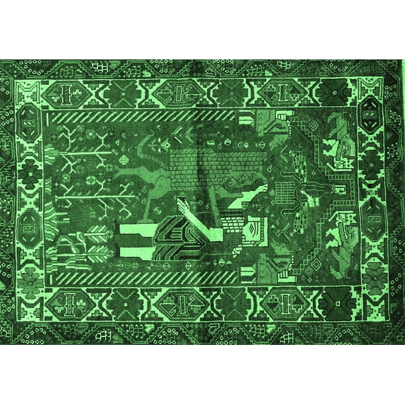 Ahgly Company Indoor Rectangle Animal Emerald Green Traditional Area Rugs, 2' x 4'