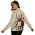 thumbnail image 3 of DISNIMO Northern Cardinal Printed Jackets for Women Floral Printed Sweatshirts Zip Up Outwear V Neck Jackets with Pockets, S, 3 of 7