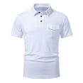 thumbnail image 4 of FRSASU Men's Polo Shirts Short Sleeve Casual Classic Solid Summer Collared Golf Shirts with Pocket White, 4 of 9
