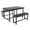 Black, variant on CazToi 44" Dining Table Set for 4 with 2 Upholstered Benches Metal Frame & Wood Top Kitchen & Dining Set