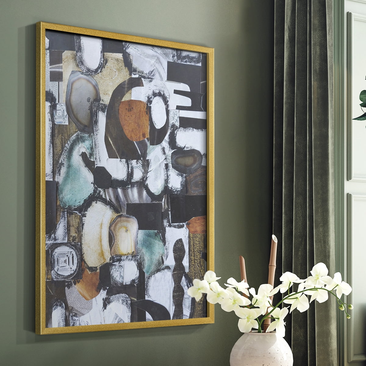 Day At the Spa Framed Print in Gold Solid Wood Framed Print No Nail Hanging