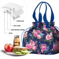 thumbnail image 4 of Pioneer Flower Floral Print Pattern Drawstring Lunch Bag Women - Drawstring Lunch Bag Insulated for Work Office - Stain-Resistant Large Lunchbags for Women with Multi-Pockets, 4 of 6