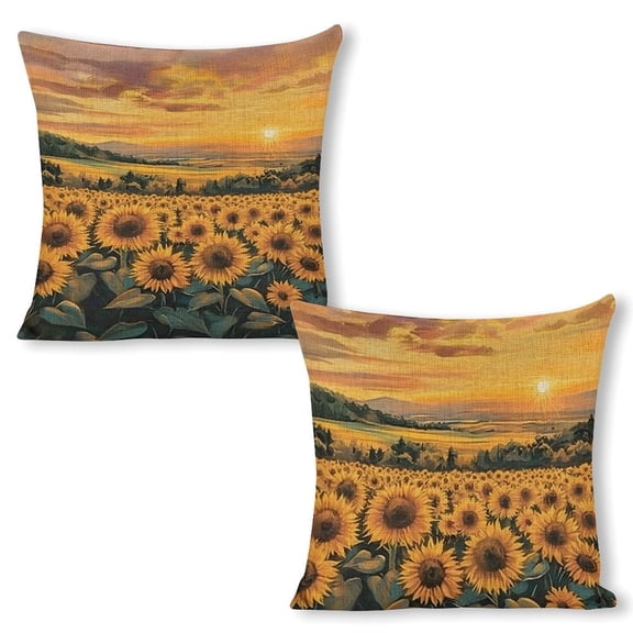 Sunflowerslinen throw pillowcase decoration pillowcase gifting preferred 24x24 inch cushion cover 2 sets sofa pillowcase sofa bedroom living room car