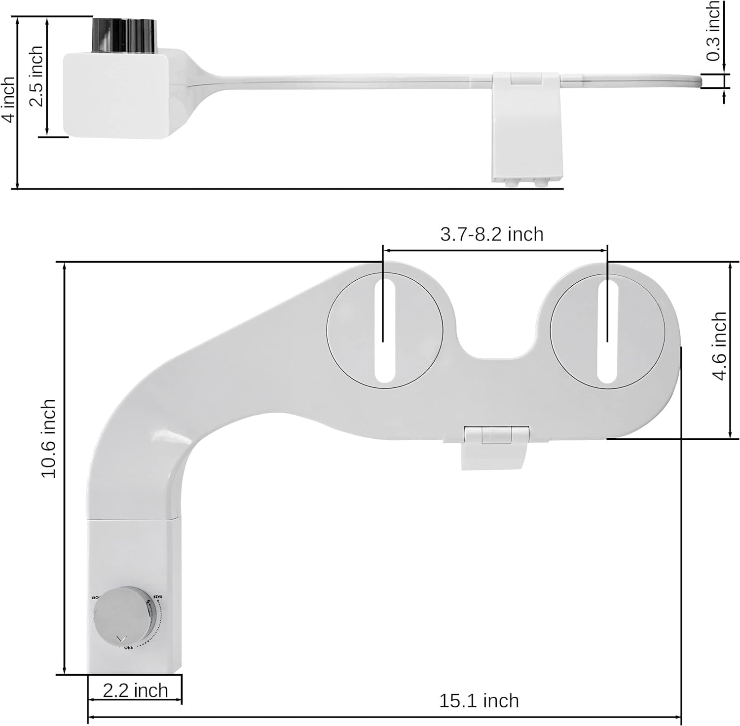 ADDOT Ultra-Slim Bidet Attachment for toilet - Easy Left/Right Hand, 3 Color Knob Installation(Silver, White, Black), Dual Nozzle (Feminine/Posterior Wash), Adjustable Water Pressure, Non-Electric