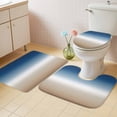 thumbnail image 2 of Navy Blue Beige Ombre Cream Bath Mat 3 Piece Bathroom Rug Set, Modern Abstract Art Aesthetics Non Slip Bath Rug Contour Mat and Toilet Lid Cover, Absorbent Shower Mats Soft Bath Rugs and Mats Sets, 2 of 8