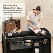 Babyeap 5-in-1 Baby Bassinet with Playard Mode & Changing Table,Bedside Sleeper for Newborns and Infants,Black