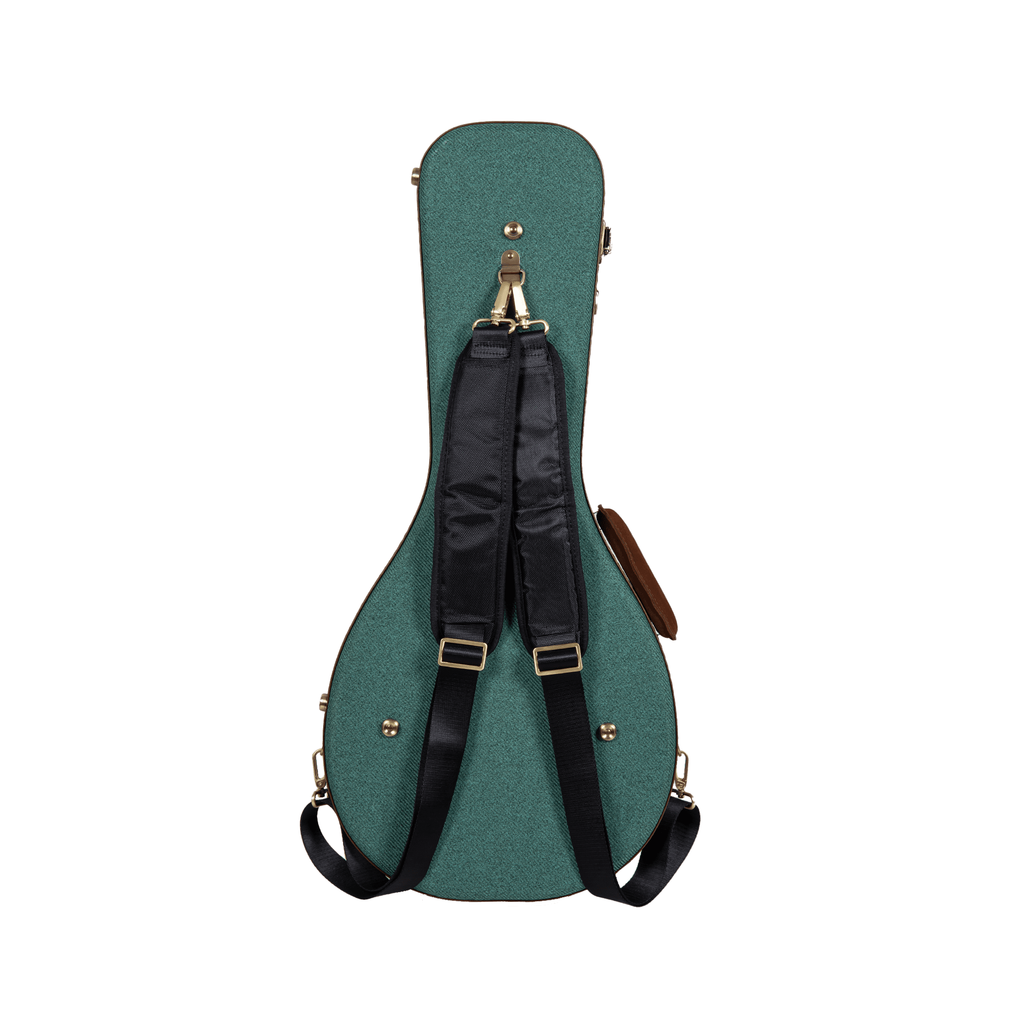 Crossrock Master Series- Wooden A-style Mandolin Case- Security Lock, Genuine Leather Handle, Reinforced Hardware, Metal Feet, Storage Space- Malachite Blue