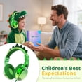 thumbnail image 4 of QearFun USB C Kids Dinosaur Headphones Wired with Mic, 85/94dB Safe Volume Limit, Foldable, Sharing Port & Tangle-Free Cord for School, Tablet, Travel-Boys & Girls, 4 of 7