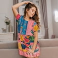 thumbnail image 3 of Fuzoiu Colorful Summer Fruit Table Print Women Nightgowns, Soft Comfy Lightweight Short Sleeves Sleepwear,Crew Neck Loungewear, 3 of 6