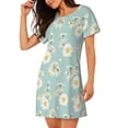 thumbnail image 2 of Gukieu Floral Daisy Print Women's Nightgown, A-line Round Neck Short-sleeved Nightgown Pajamas Home Wear Suitable for Home and Outing, 2 of 6