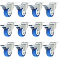 thumbnail image 1 of MegaDeal Caster Swivel Plate w/ Brake On Blue Polyurethane Wheels 2" w/ Brake, 12 Pack, 1 of 4