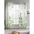 thumbnail image 2 of Light Green Eucalyptus Leaves Sheer Curtains 84 Inch Length 2 Panels Set for Living Room/Bedroom, Watercolor Spring Summer Botanical Kitchen Curtains Grommet Curtains Window Treatments 52"x84"x2, 2 of 7