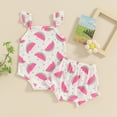 thumbnail image 2 of Bagilaanoe 2pcs Newborn Baby Boy Girl Shorts Set Sleeveless Print Romper Tops + Shorts 3M 6M 12M 18M 24M Infant Casual Summer Clothes, 2 of 7