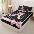 thumbnail image 2 of Manfei Letter A Print Zipper Twin Comforter Sets with Fitted Sheet and 2 Pillowcases,Pink Dreamy Bow Zipper Bedding Set,Black Reversible,4 Pieces, 2 of 7