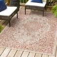 thumbnail image 6 of JONATHAN Y SANTA MONICA 5 x 8 Area Rug, Rozetta Boho Medallion Textured Weave - Red/Taupe, SMB102A-5, 6 of 9