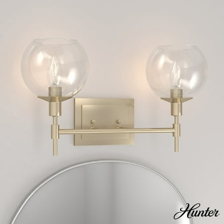 

Hunter Xidane Alturas Gold with Clear Glass 2 Light Vanity Wall Light Fixture