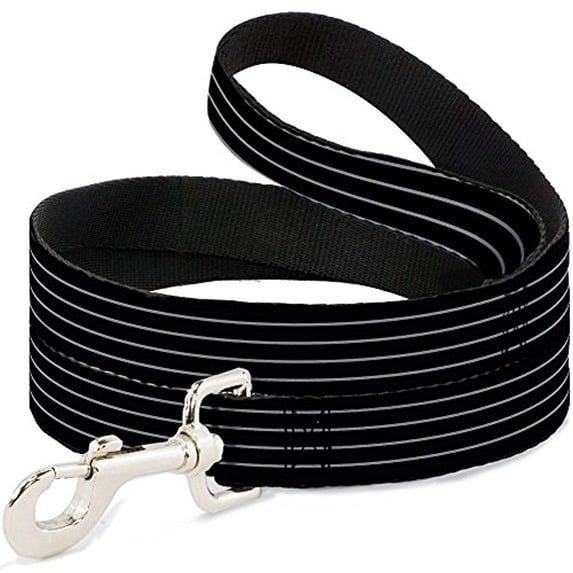 Buckle-Down Pet Leash - Pinstripes Black Gray - 4 Feet Long - 1 2" Wide