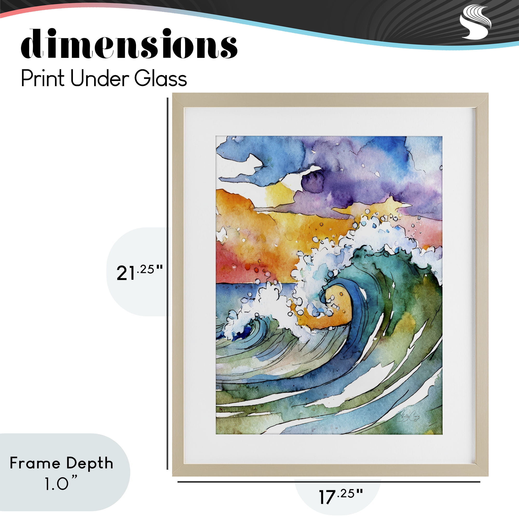 Stupell Industries Vibrant Sunrise Surf Birch Framed Print Under Glass, design by Shelly Craig