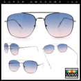 thumbnail image 2 of Mens Classic Double Bridge Rectangular Metal Rim Mobster Sunglasses Silver - Blue Pink, 2 of 7