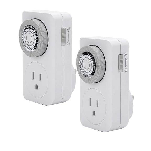 DAYBETTER Timer Outlet, Indoor 24-Hour Mechanical Outlet Timer, light Timer for Lamp, Indoor Lighting, 3-Prong, 2-Pack