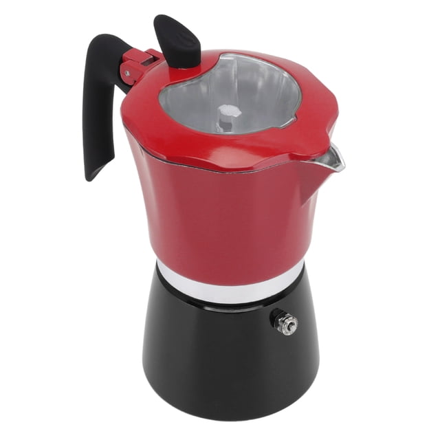 Verdant Touch Cafetière portable en aluminium avec couvercle transparent pour voyage, rouge, noir, 300 ml