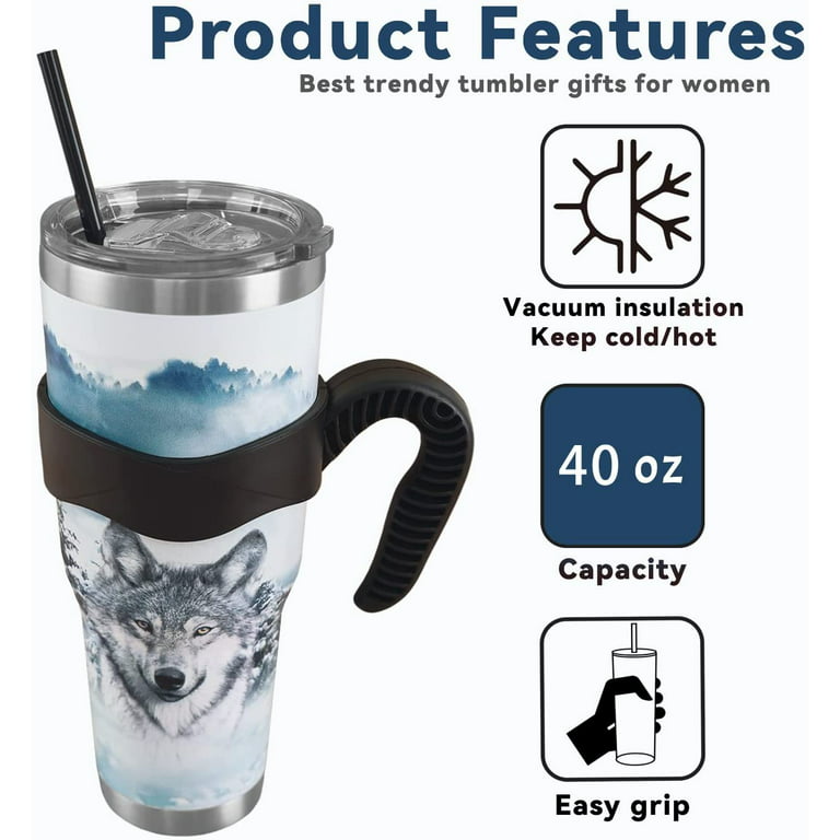 Coldest Tumbler with Handle and Straw Lid | 3 Lids Insulated Reusable Stainless Steel Water Bottle Travel Mug | Gifts for Women Him Her | Limitless
