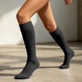 thumbnail image 2 of Daznico Women Ribbed Knee High Athletic Socks Breathable Stretch Arch Support Comfortable for Sports Game Daily Training Casual Outdoor Activities, 2 of 5