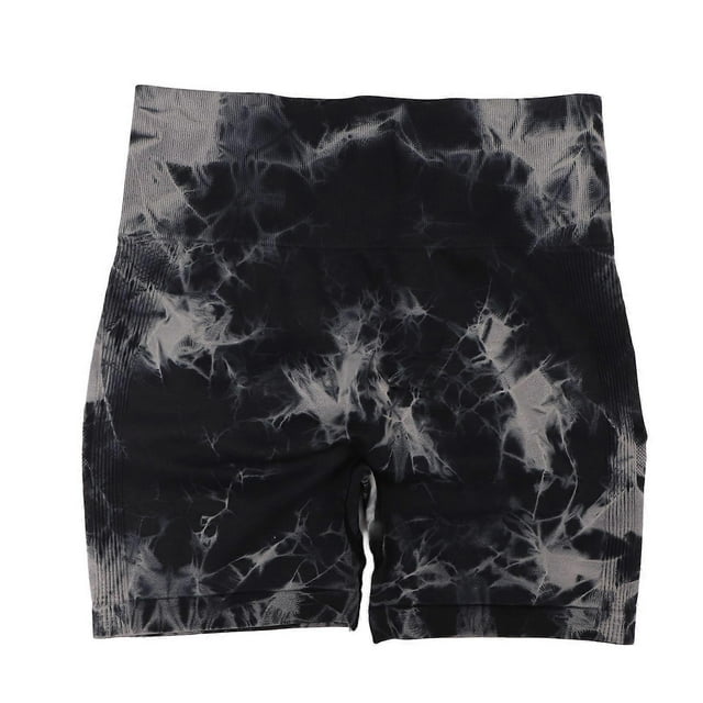 Tie Dye Yoga Shorts High Waist Seamless Black Quick Dry Soft Biker Shorts for Women S