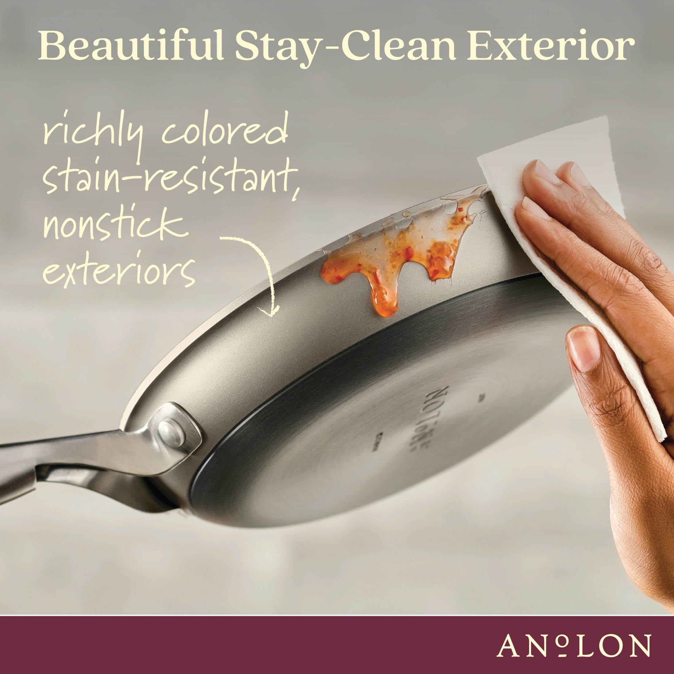 Anolon Achieve Hard Anodized Nonstick Frying Pan, 10-Inch, Cream