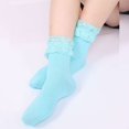 thumbnail image 5 of Womens Ruffle Socks Fancy Lace Trim Ankle Socks Breathable Super Soft Blue 3 Pairs, 5 of 5
