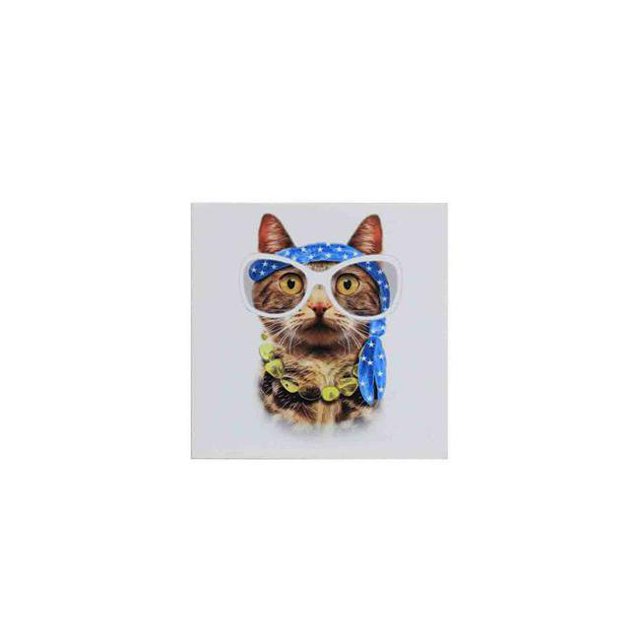 Benzara BM153695 Impression Décorative Chat Willy sur Toile, Multicolore