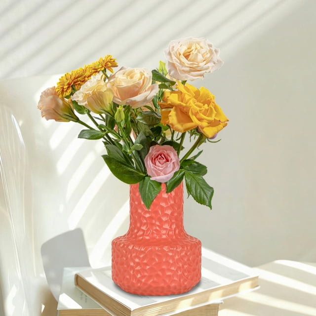 Plastic Vase Flower Arrangement Container Imitation Rattan Woven Decorative Vase Versatile Stylish Geometric Design Party Decor for Home Office Balcony Hotel Fresh Flower Display Easy Maintain