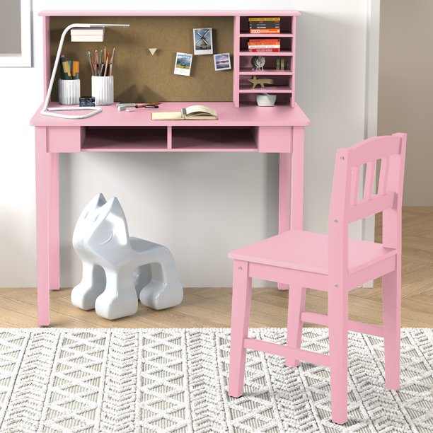Mjkone Wooden Kids' Desk and Chair Set with Storage, Students Study