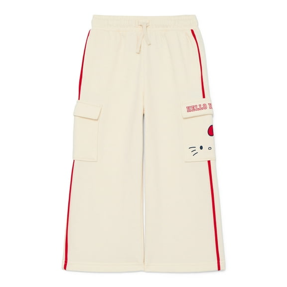 Wonder Nation Hello Kitty Baby and Toddler Girls Graphic Fleece Cargo Pants, Sizes 12M-3T