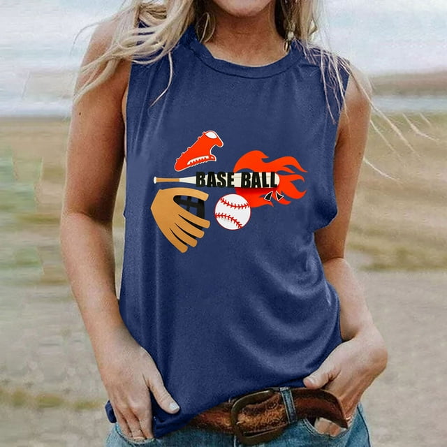 SMihono Hauts pour Femmes Débardeur Mode Imprimé Col Rond Confortable T-shirt Ample Fête des Mères Sans Manches Blouse Décontractée Débardeurs pour Femmes Hauts d'Été pour Femmes