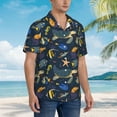 thumbnail image 3 of Fuzoiu Undersea Animals Print Hawaiian Shirt for Men, Summer Beach Casual Short Sleeve Button Down Shirts, Men’s Beach Summer Shirts with Pocket,Small, 3 of 7