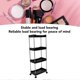 thumbnail image 3 of 4 Tier PP Stainless Steel Widened Rolling Cart with Wheels Storage Trolley for Bathroom Toilet Living Room Kitchen Black, 3 of 4