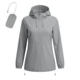thumbnail image 6 of AherBiu Rain Jacket Women Packable Raincoats Long Sleeve Zip-Up Hooded Lightweight Softshell Jacket(XX-Large,Gray), 6 of 6